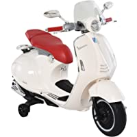 HOMCOM Moto Eléctrica Vespa Faros Música 2 Ruedas Auxiliares para Niños Mayores de 3 Años Motocicleta Infantil…